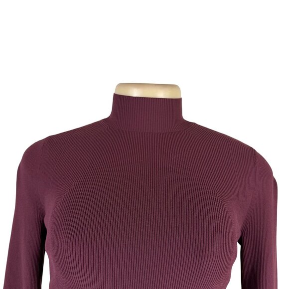 Lululemon Womens Burgundy Ribbed Long Sleeve Crop Top Open Back  Sz M - Picture 5 of 9